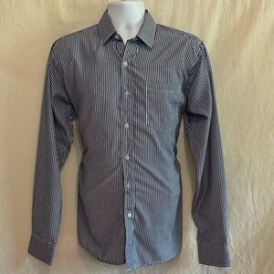 I-1 Men’s Jonathan Martin Blue & White Stripe Long Sleeve Dress Shirt Size M